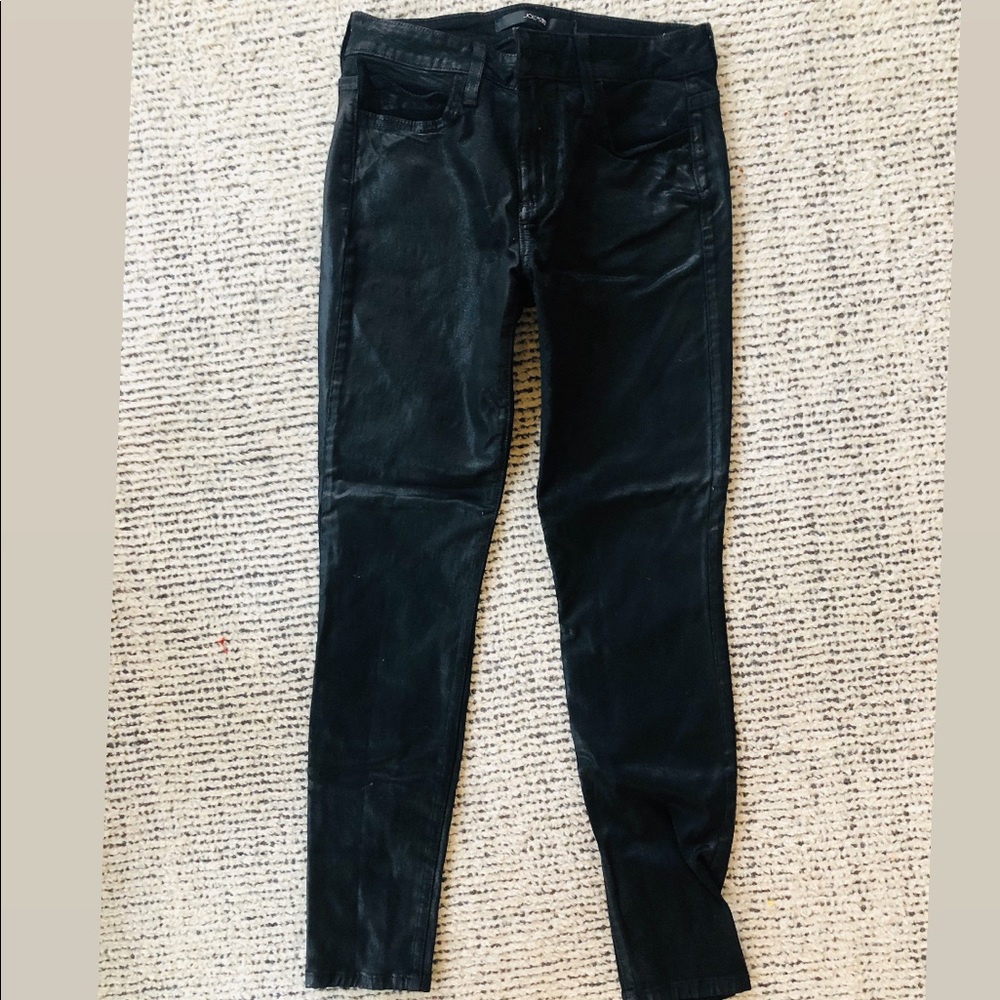 Joe’s skinny ankle coated denim black jeans